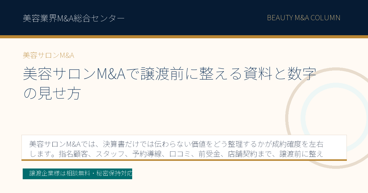 美容サロンM&Aで譲渡前に整える資料と数字の見せ方のアイキャッチ画像